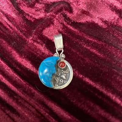 Vintage Sterling Silver Celestial Sun & Moon Pendant 