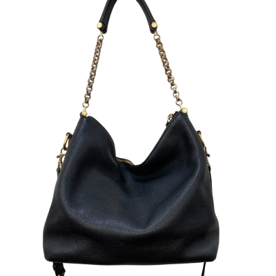 Womens Oroton Leather Shoulder Bag Black  / Gold 
