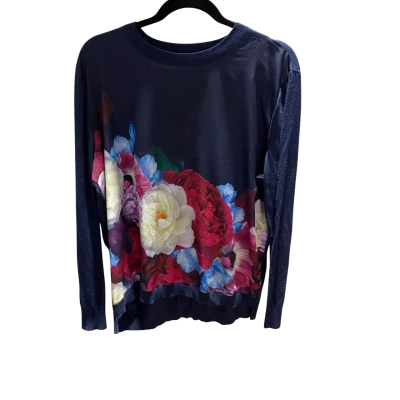 Ted Baker Womens  Size 4 Soft Fabric Crew Neck Jumper Navy Blue 
