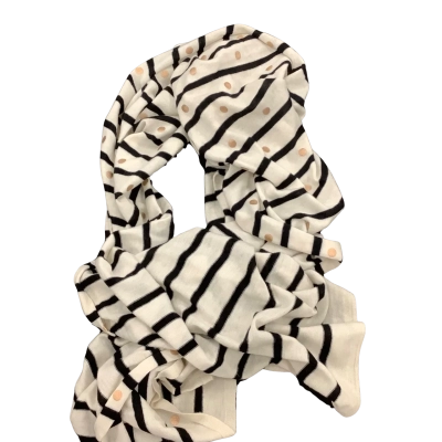 Country Road Womens  Size One Size Scarf Black Stripes on Cream with Gold Spots 50 x 200 cm approx