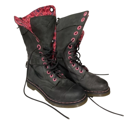 Women’s Mid-calf Doc Martens Size 8 Black and Pink Boots