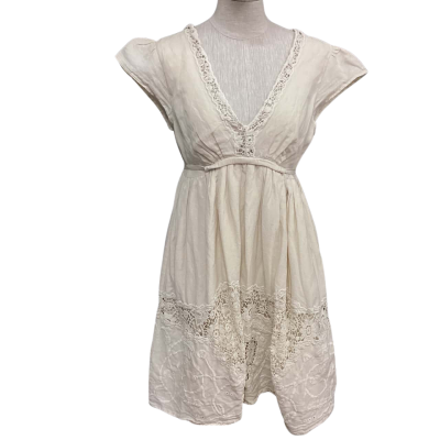  Twin-Set  Size M Boho Babydoll Dress Cream 