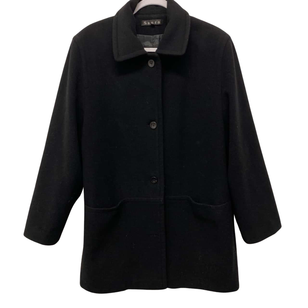 Sanro Womens Size 14 Winter Cashmere & Wool Coat Black (s)