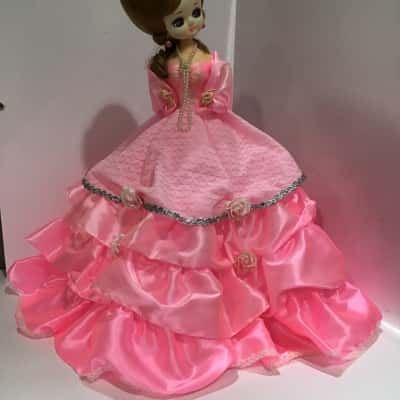 Vintage Bradley-style Big-Eye doll in pink gown