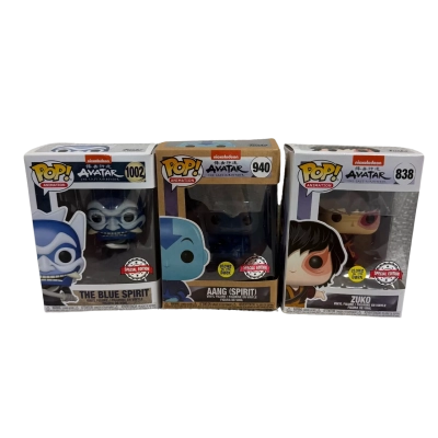3 x Funko POP! Avatar Vinyl Figurines - The Blue Spirit, Aang (Spirit) and Zuko (2020-2021)