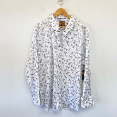 Johnny Bigg White Jude FLoral Stretch Shirt  Size 6XL 