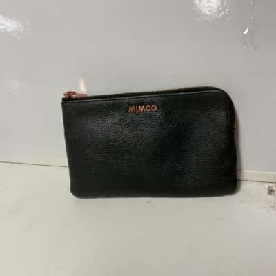Mimco Womens Purse leather black and rose gold 