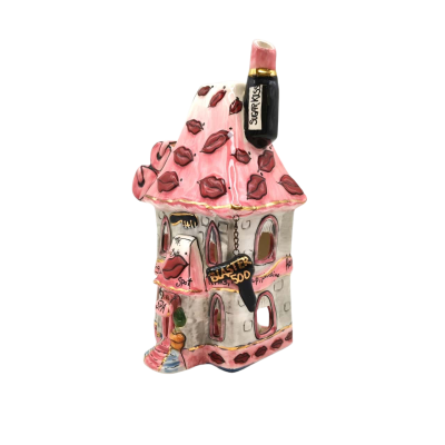 Collectable Ceramic Houses Designed By Heather Goldminc  "Sugar Kiss" Spa Themed Tealight Candle Holder By Blue Sky Clayworks  (office)