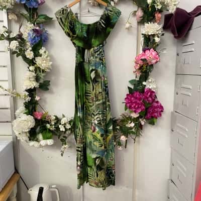 Desigual Womens  Size 12 / L Floral/ Maxi Dress Floral / Green 
