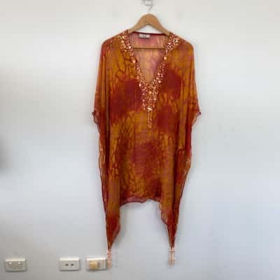 Inti Red Embellished Cover Up One Size 