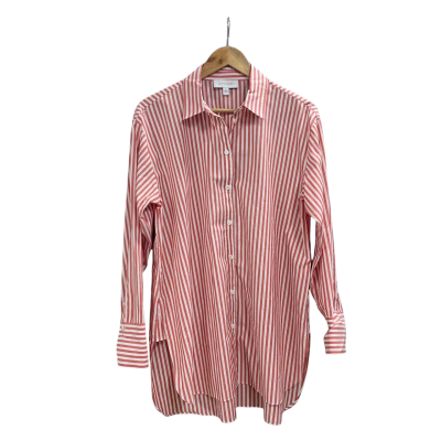 Witchery Womens  Size 10 Button Up Shirt Orange / Striped / White 