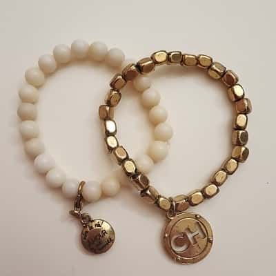  Cat Hammill Womens Inspirational Bracelet Gold  Alloy/ White Beads