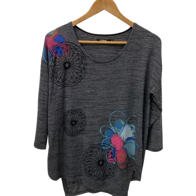 Desigual Womens  Size S 3/4 Sleeve Top Multicoloured 
