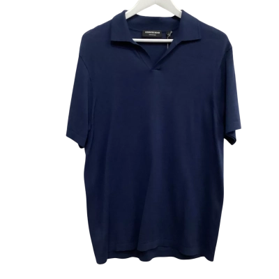Country Road Silk Blend Polo Shirt  Size L Navy Blue 