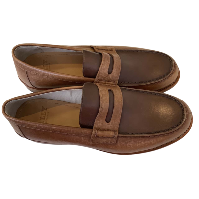 Bally Mens US 7.5D Perry Leather Loafers Brown 