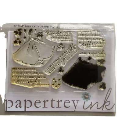 New Papertrey Ink 2015 Clear Acrylic Exclusive Fashion Sense Stamp Set