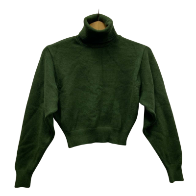 Zara Size 8 Cropped  / Turtleneck Jumper Emerald Green 