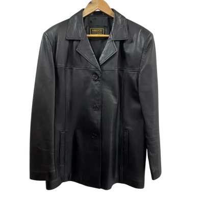 Siricco Mens  Size L Italian Lambskin Leather Jacket Black