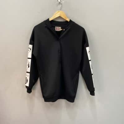 Cici Cat Mens Size M Baseball Style Bomber Black  / White 