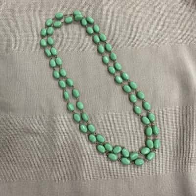  Womens Long Sage Coloured Bead Necklace