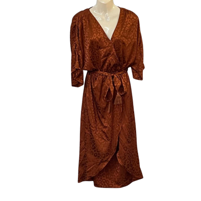  Womens Size M Midi Dress / Short Sleeve Dress  Brown 