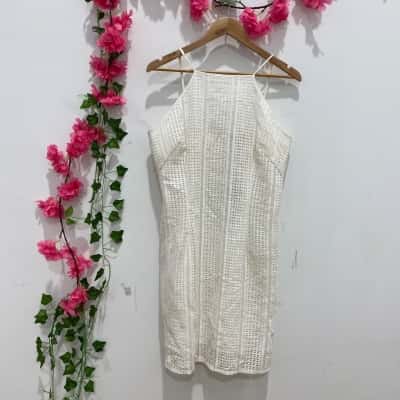 Saba Womens Shoestring Strap Lace Dress Size 14 Ivory 