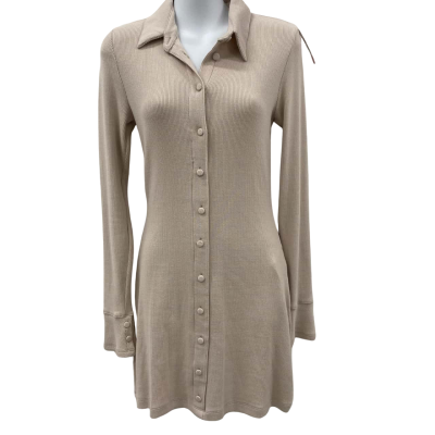 Kookai Womens  Size 10 Long Sleeve Dress Beige 