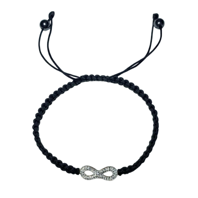 925 Sterling Silver Bejeweled Infinity Woven Bracelet