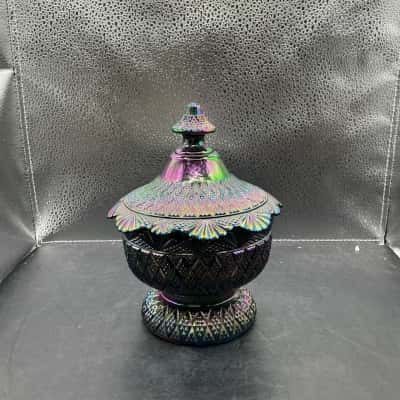 Fenton Carnival Glass Covered Candy Dish