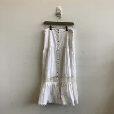 Brand New Sportsgirl Womens Size 10 A-Line Maxi Skirt White Lace Trim