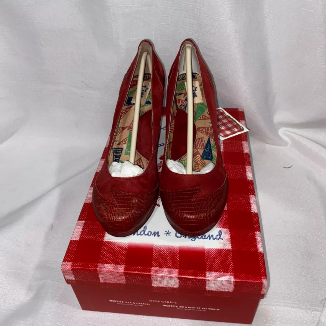 Miss L Fire - Suede Addie Heels In The Colour Red Rust Size 38 - New ...