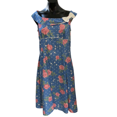 Hell bunny vixen  Womens  Size L Casual Dress Blue / Floral / Pink  / Polka Dot 