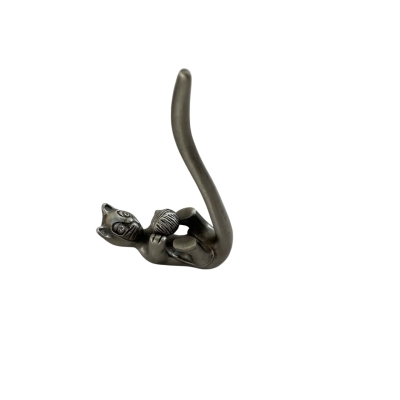 Pewter Cat with Crystal Eyes Ring Holder
