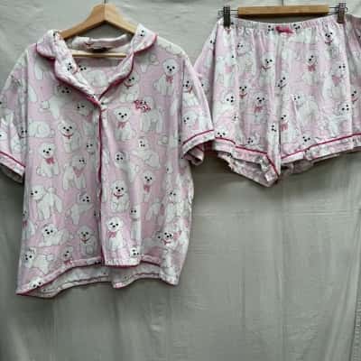 PETER ALEXANDER Pink Puppy Pyjama Set Size XXL