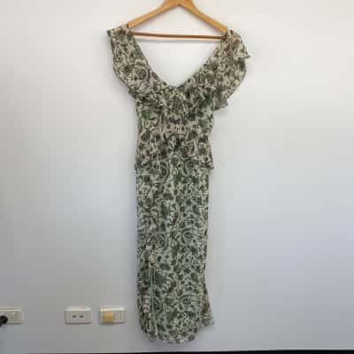 Zara Green Floral SLeeveless Midi Dress  Size M