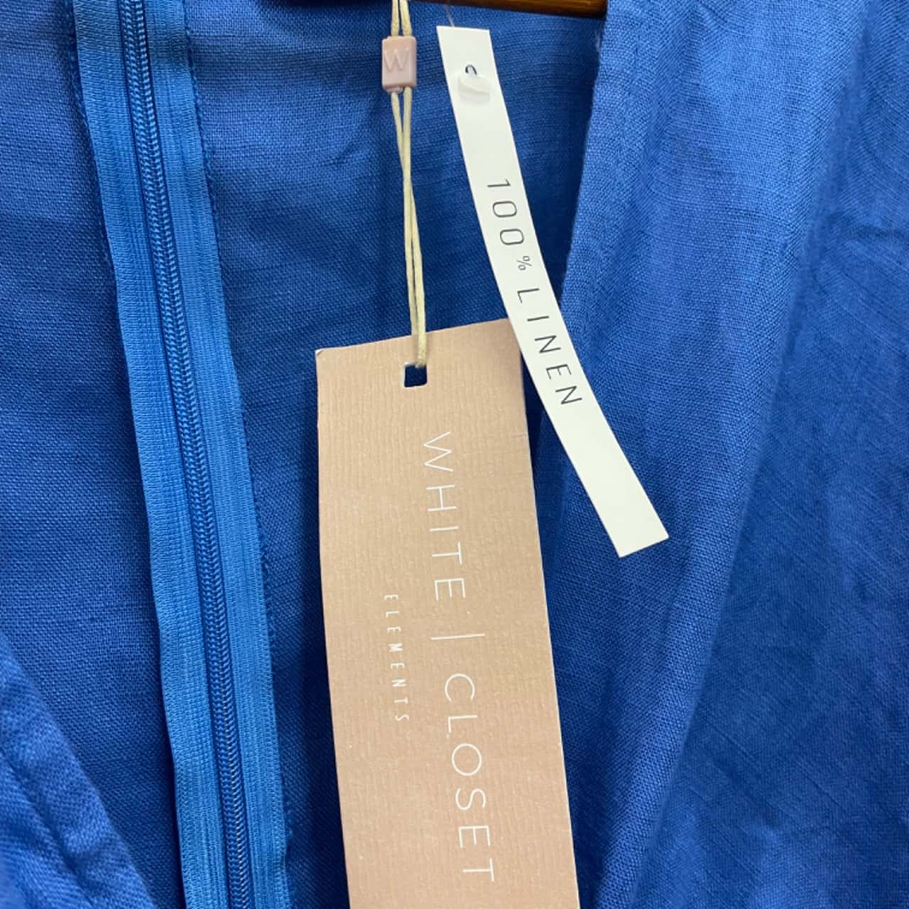knee length dresses for ladies White Linen Dress with Sleeves and Pockets main image 1
