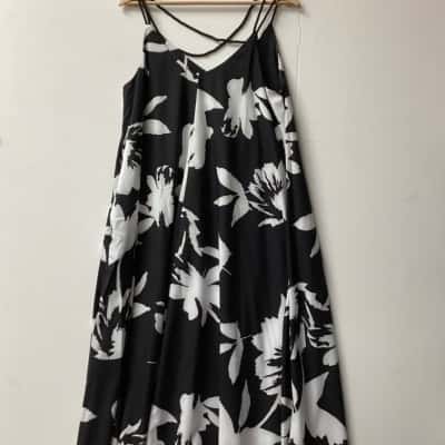 Tribal Femme  Womens Shoestring Strap Dress Black  / White(d) 