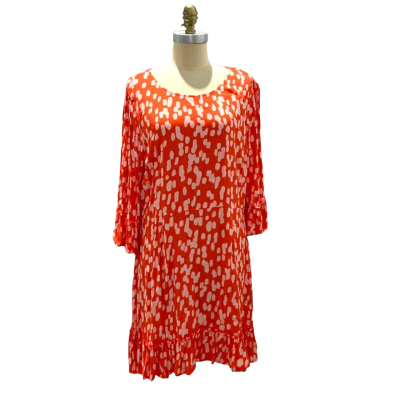 Mister Zimi Womens  Size 16 Long Sleeve Dress / Midi Dress Orange / White 