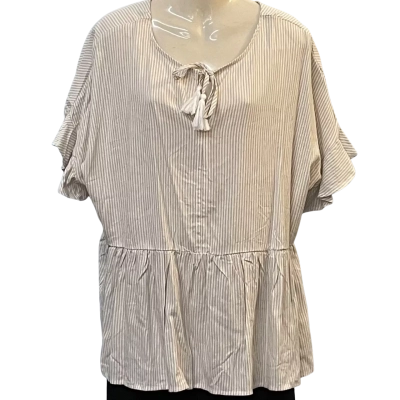 Capture Womens  Size 14 Short Sleeve Top Beige / White 
