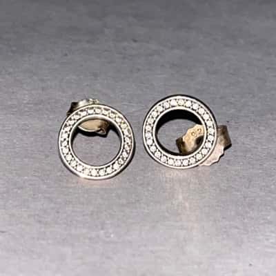925 ALE Silver Pandora Forever Halo Circle Pave Studs