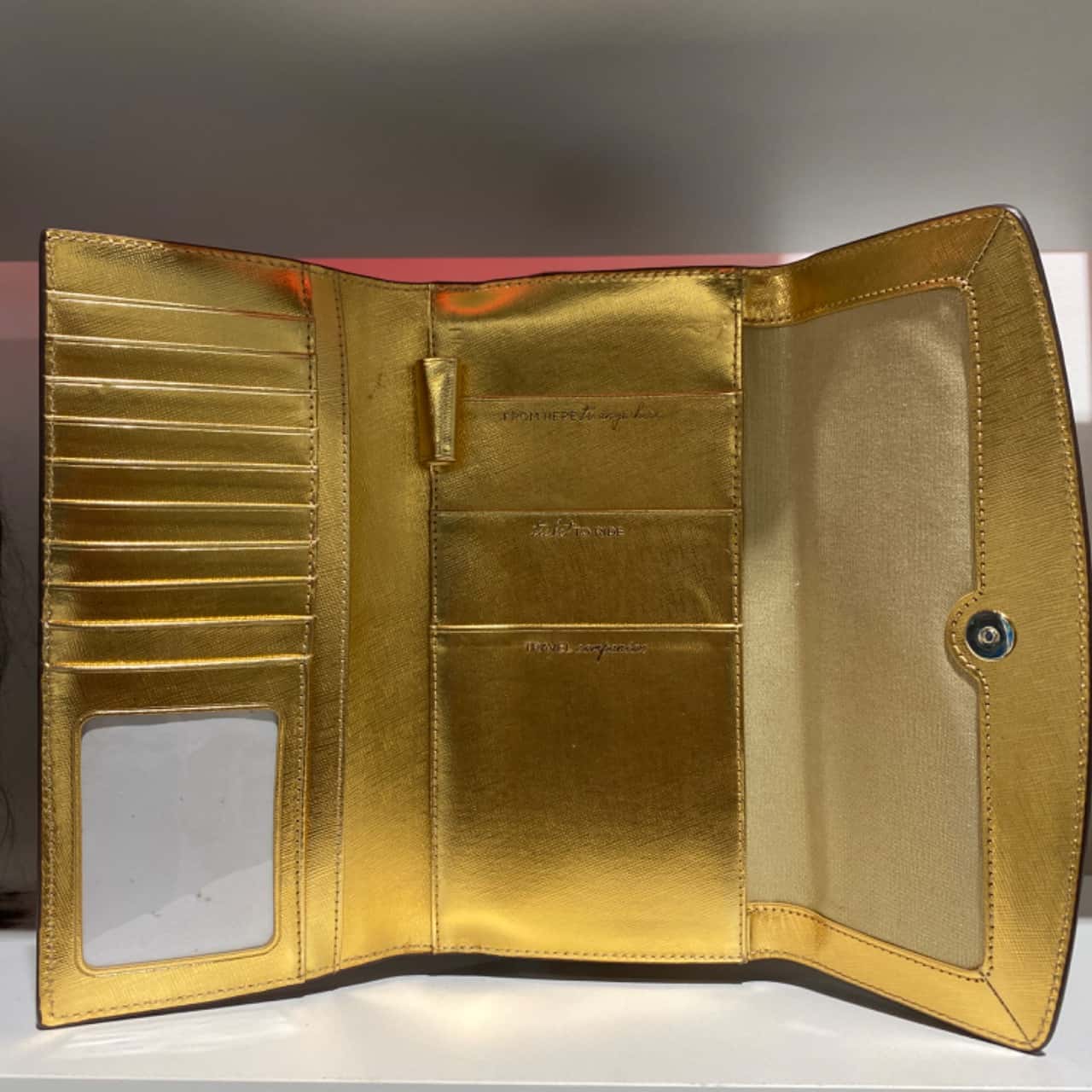 Mimco Womens Travel Wallet Gold