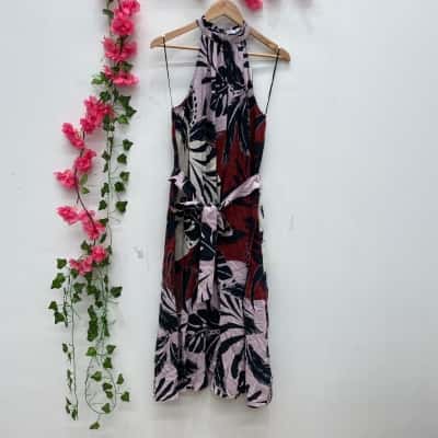 Witchery Womens Halter Neck Midi Dress Size 10 Multicoloured 