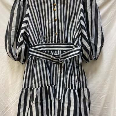 Passion Fusion Womens  Size 12 Mini Dress Black  / Striped / White 