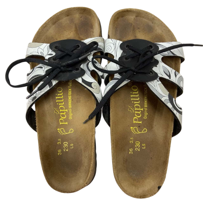 Birkenstock Women's Papillio Birkenstock Black & White Lace Up Slides - Size 36