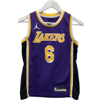 LA Lakers LeBron James #6 swingman jersey singlet Nike Kids M Purple / White / Yellow 