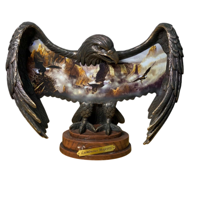 Luminous Majesty Ted Blaylock Illuminated Eagle Art Bronze Toned Sculpture 10.5 inch
