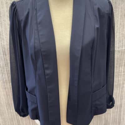 City Chic Womens  Size S Cropped Blazer Navy Blue 
