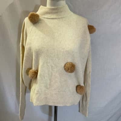 Country Road Size XXS Crew Neck Jumper Cream 