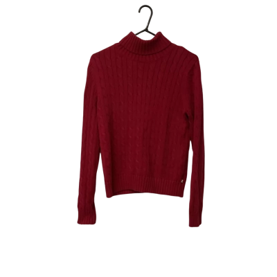 Womens Tommy Hilfiger Size M Roll Neck Jumper Red 100% Cotton