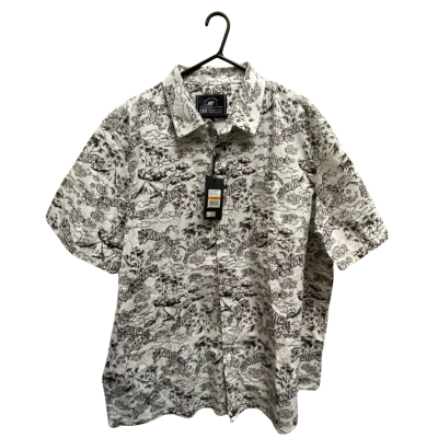 DBK Mens  Size 5XL Short Sleeve Shirt Black  / Pattern / White 